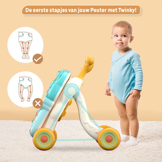 Twinky® Loopwagen - Luxe Babywalker met Interatieve Speelset, Speed Control Rem en afneembaar Telefoontje - Loopstoel & Loopauto voor Baby van Twinky — afbeelding 3