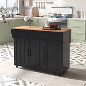 Chariot De Cuisine Mobile Chariot De Cuisine COSTWAY Avec Comptoir En Bois - Rangement Mobile 4 Portes, 2 Tiroirs Et Porte-Serviettes - Blanc 48x122x93cm Chariot Rangement Cuisine