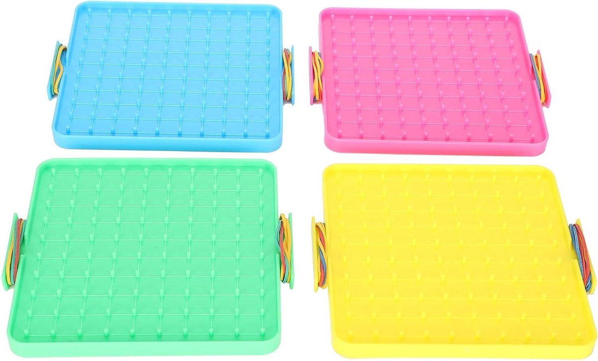4 stuks Geoboard Set - wiskundige manipulatie Pegboard - rubberen band set - hands-on vaardigheidstraining - onderwijshulpmiddelen .