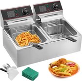 Bol.com Frituurpan - Elektrische Friteuse - 12L - Dubbele Tanks van Roestvrij Staal-5000W-voor het bakken van chicken chips frie... aanbieding