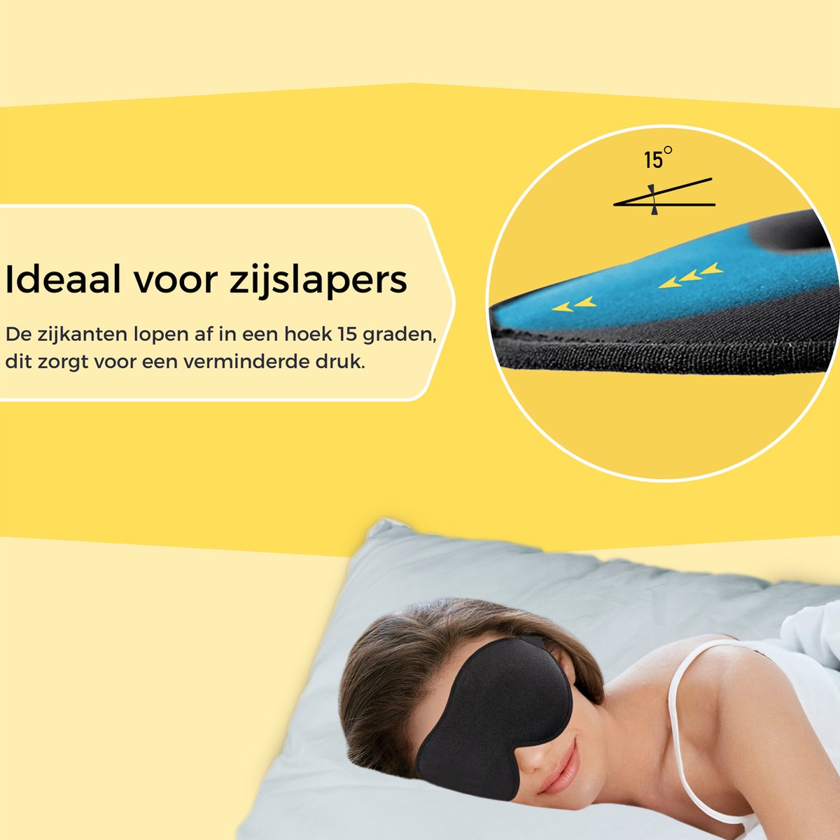 LAANAR® Slaapmasker Luxe 100% Verduisterend 3D Slaapmasker Vrouwen en Mannen - Ergonomisch en Verstelbaar Oogmasker Slaap - Premium Materialen Slaapmasker voor Zijslapers - Zwart — afbeelding 4