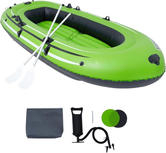 Opblaasboot – Rubberboot - Opblaasbare boot - 4 Persoons - 499 kg Capaciteit - Dikke PVC Materiaal - Inclusief Pomp en Peddels