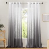 Goodivery ® Rideaux de salon, modernes, lot de 2, aspect lin, rideau, semi-transparent, 245 x 140 cm (hxl), rideaux blancs avec dégradé de couleurs, rideaux gris, rideau semi-transparent avec
