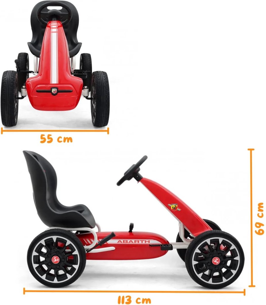 Abarth Skelter 3 tot 7 jaar – Officieel Gelicentieerde Go Kart met Skiddingmodus & EVA-Wielen – Kindervoertuig met Verstelbaar Zadel & Handrem – Rood — afbeelding 7