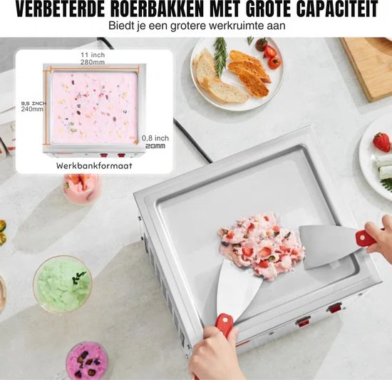 Professionele Rolijs Machine - Schepijs machine - RVS - 28x24 cm van Pro — afbeelding 4