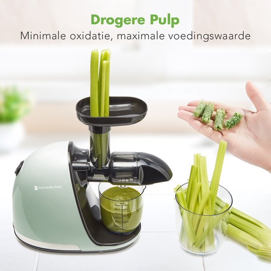 KitchenBrothers Slowjuicer - Juicer - Groenten en Fruitpers - 700ml - Met Pulpreservoir - Juice Maker - Pastel Groen van KitchenBrothers — afbeelding 4