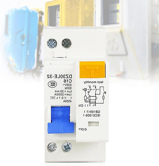 4x FI Schutzschalter 16A 30mA - Fehlerstromschutzschalter 1P+N Für DIN-Schiene