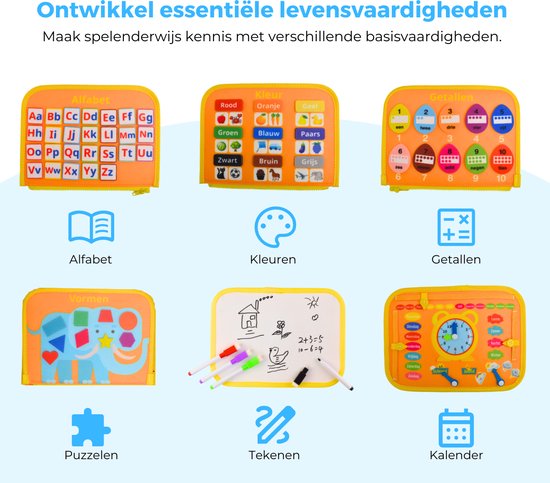 Mauzek® Busy Board Savanne - Nederlands - Montessori speelgoed - Activiteitenboek - Sensorisch speelgoed - Educatief speelgoed - Peuter speelgoed - Busy Book - Voor in de auto - Voor onderweg - Jongens - Meisjes - 3 jaar - 4 jaar - 5 jaar - 6 jaar van Merkloos — afbeelding 5