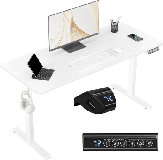 WALKINGDESK in hoogte verstelbaar bureau, 120 x 60 cm elektrisch Staand Bureau, zit-sta tafel computerbureau geheugenfunctie voor 4 hoogtes, Rustiek Bruin WALKINGDESK in hoogte verstelbaar bureau, 120 x 60 cm elektrisch Staand Bureau, zit-sta tafel computerbureau geheugenfunctie voor 4 hoogtes, Rustiek Bruin