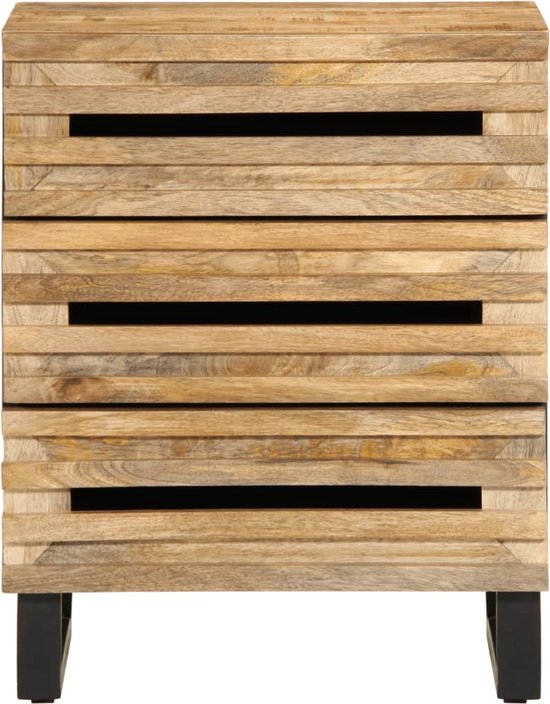 Mangohout nachtkastje zwart frame