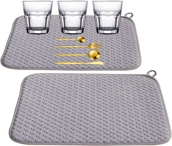 FANSU Super absorberende afwasmat, Japanse stijl gootsteen afdruiprek mat sneldrogende afvoermat diatomeeënaarde anti-slip afdruiprek mat keuken aanrecht mat wasbaar (40x50 cm, bruin