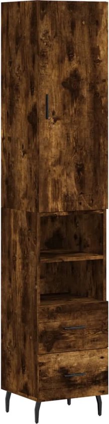 Badkamerkast gerookt eiken 32x25,5x190 cm Engineered Badkamerkast gerookt eiken 32x25,5x190 cm Engineered