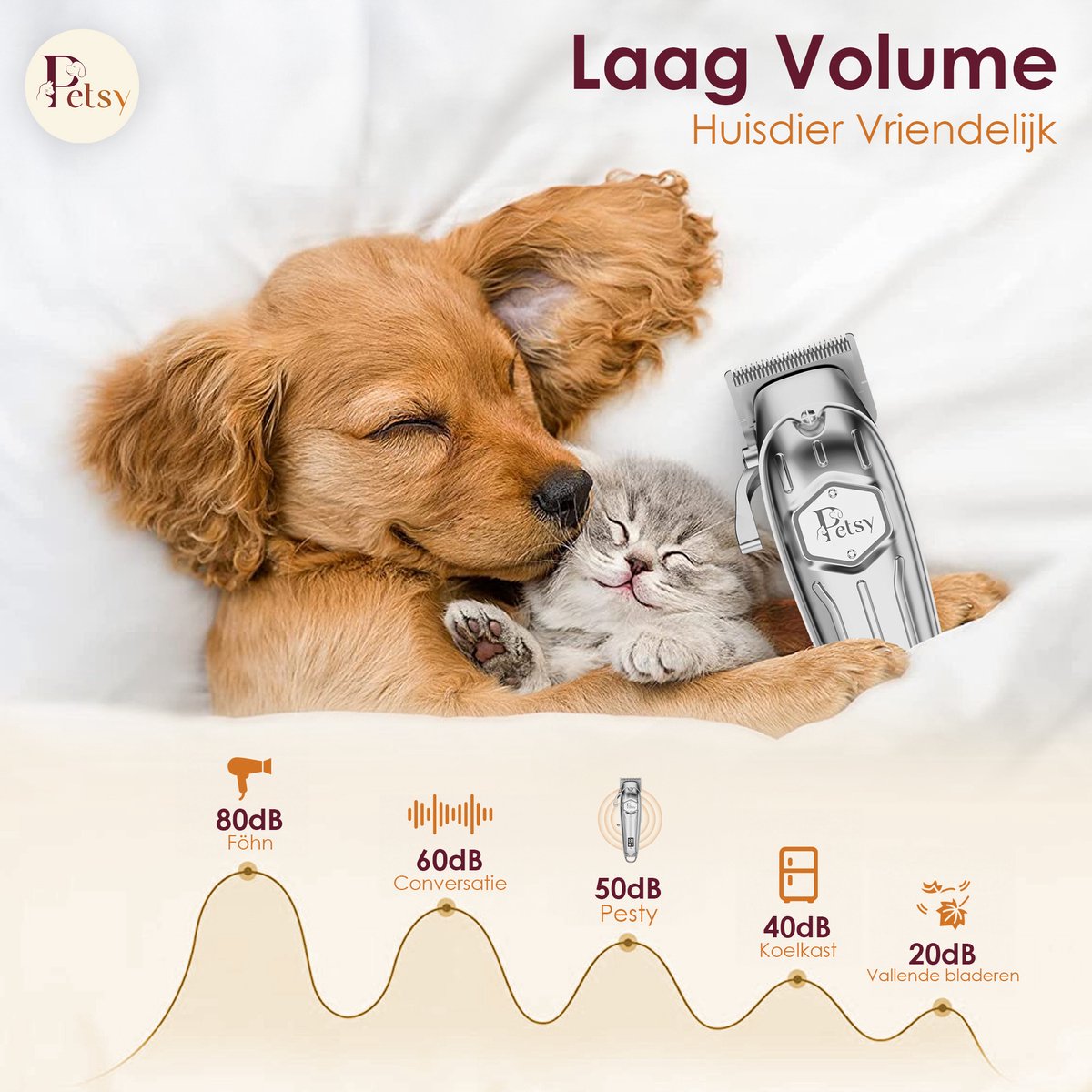 Petsy Professionele Hondentondeuse - 2-in-1 Dieren tondeuse voor Dikke Vacht - Stil - Scheerapparaat voor Honden en Katten - Honden Trimmer - Inclusief Oplaadstation thumbnail 5
