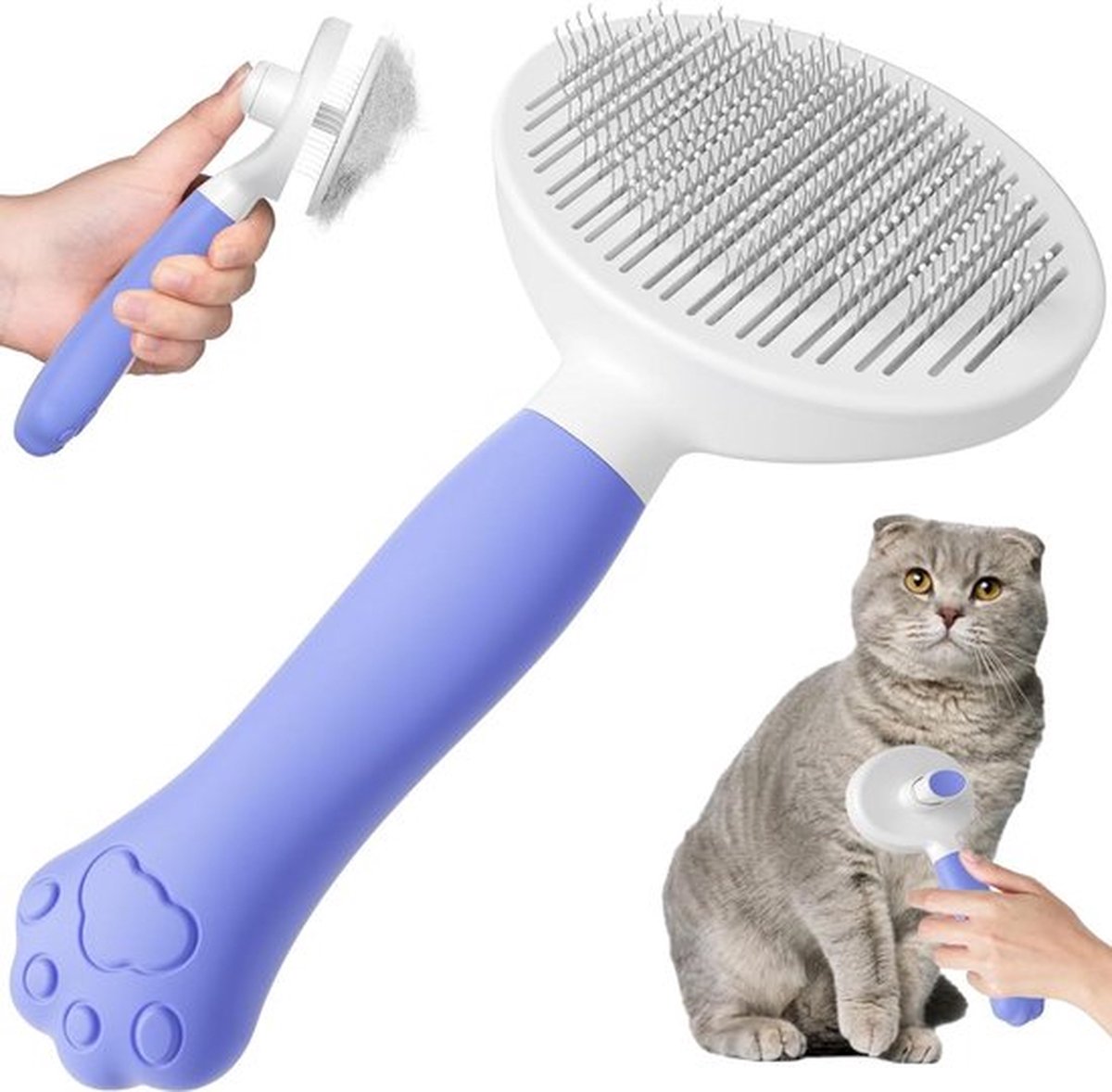Hondenborstel Zelfreinigend Schattige Klauwhendel Ontsnoeiborstel voor Hond en Kat Verzorging van Kort en Lang Haar