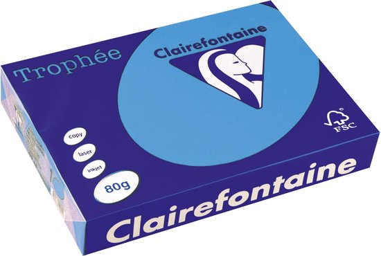 Clairefontaine Trophée Intens | gekleurd papier | A4 | 80 g | 500 vel | koningsblauw