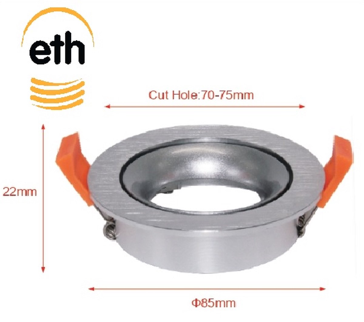 ETH Hugo Inbouwspot GU10 50mm max 50w kantelbaar staal dia 85mm h22mm + GU10 fitting