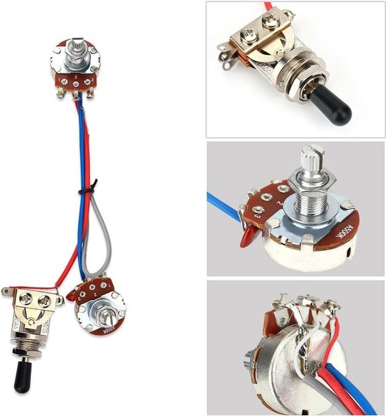 Elektrische Gitaar Kabelboom Kit, 2V 3 Way Tuimelschakelaar 500 K Potten & Gitaar Vervanging voor LP Gitaar