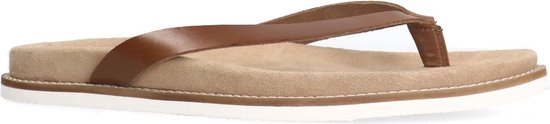 Manfield - Homme - Chaussons cuir cognac - Taille 44