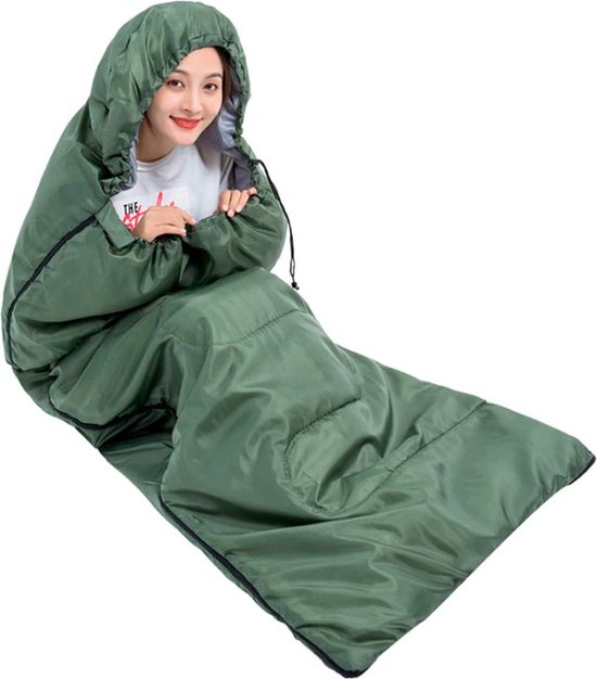 Slaapzak met capuchon, 2-in-1 kampeerquilt, groen van Quechua — afbeelding 5