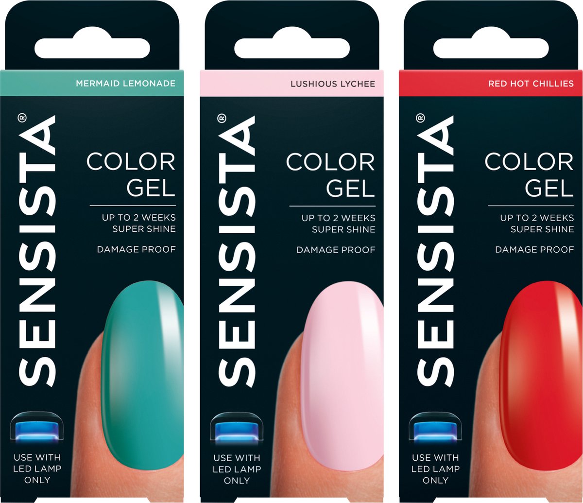 Sensista Wild Blossom Set - Color Gel - Gellak Voordeelset - Roze - Rood - Groen - Gel nagellak voor LED lamp - 3 stuks