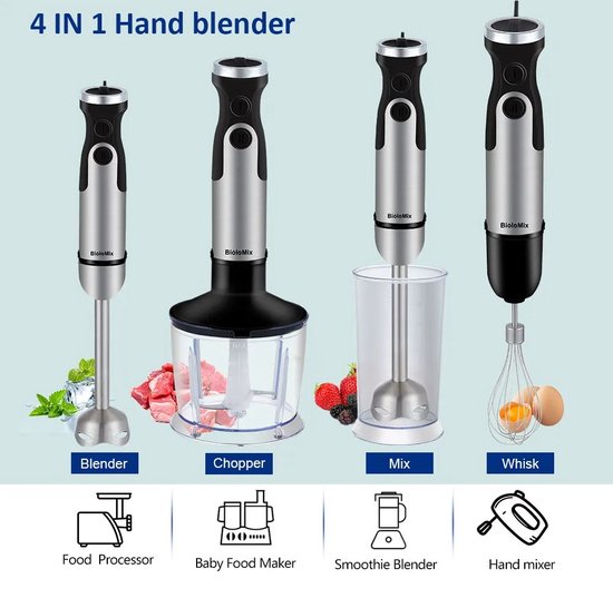 Currentgoodz - 4-in1 Blender - Blenders - Handmixers - Hand Mixer - Blender Smoothie - Vleesmolen - Garde - 600ML - 1200W van Currentgoodz — afbeelding 5