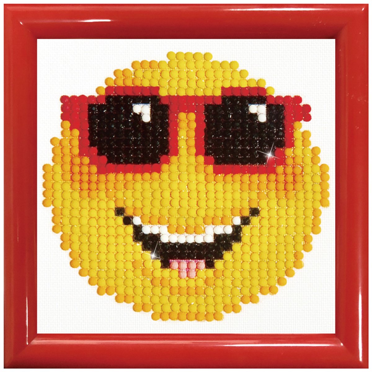 Diamond Painting Volwassenen - Ronde Steentjes - Volledig Pakket - Hobby - Diamond Dotz® - DD1.009F - Emoji zonnebril met lijst