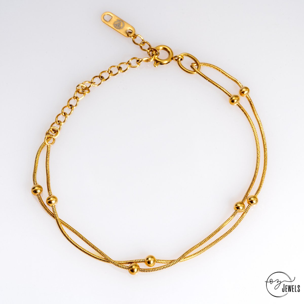 OZ Jewels – Dubbele Kralen Armband – 18K Verguld – Vrouwen – Verstelbare