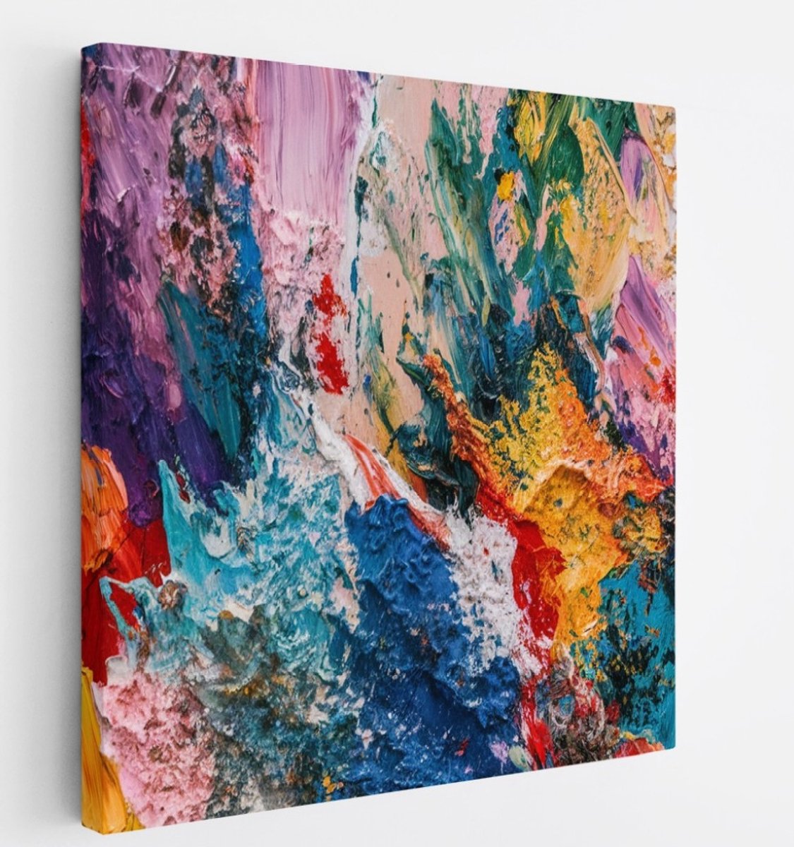 Saammp Canvas Schilderij - Explosie van kleuren - Abstract - 60x60 - Foto op canvas - Wanddecoratie - Muurdecoratie Woonkamer - Slaapkamer decoratie - Canvas Print Multicolor