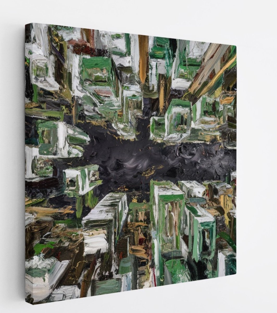 Saammp Canvas Schilderij - Gebouwen - Abstract - 60x60 - Foto op canvas - Wanddecoratie - Muurdecoratie Woonkamer - Slaapkamer decoratie - Canvas Print Multicolor