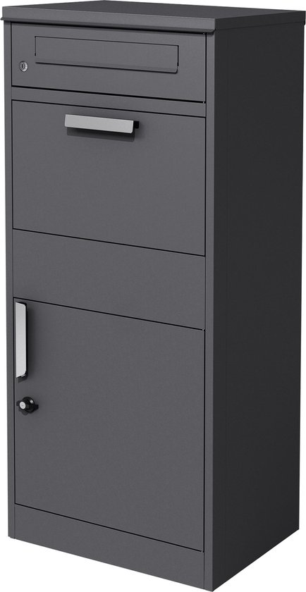 ML-Design Pakket Postbus 44x35x58 cm antraciet houtlook staal verzinkt wandmontage/vrijstaande