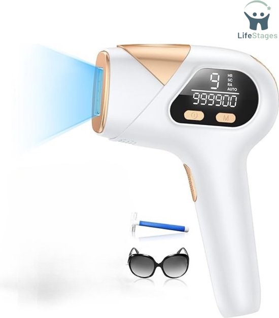 LifeStages - Laser Ontharingsapparaat - 3 In 1 IPL Apparaten Ontharingslaser Met 9 Energieniveaus En 3 Functies - Pijnloos - Voor Mannen - Vrouwen