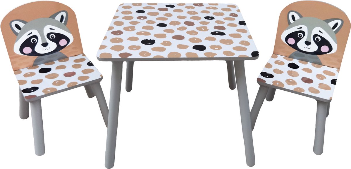Houten Kindertafel en 2 stoelen - Wit
