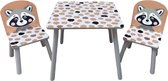 Racoon Kindertafel en Stoeltjes - Montessori Kinderstoelen - Tekentafel Kinderen - Tafel en 2 Stoelen - Kindermeubels van Hout - Peuter Stoel met Tafel