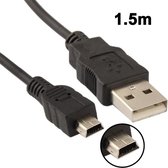 Mini USB male naar USB male kabel oplader adapter | Zwart | 1,5 M