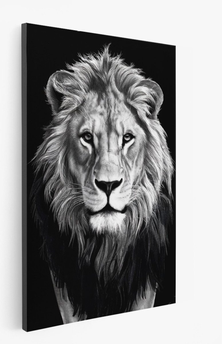 Saammp Canvas Schilderij - Leeuw - Portret - Abstract - Dieren - 40x50 - Foto op canvas - Wanddecoratie - Muurdecoratie Woonkamer - Slaapkamer decoratie - Canvas Print Multicolor