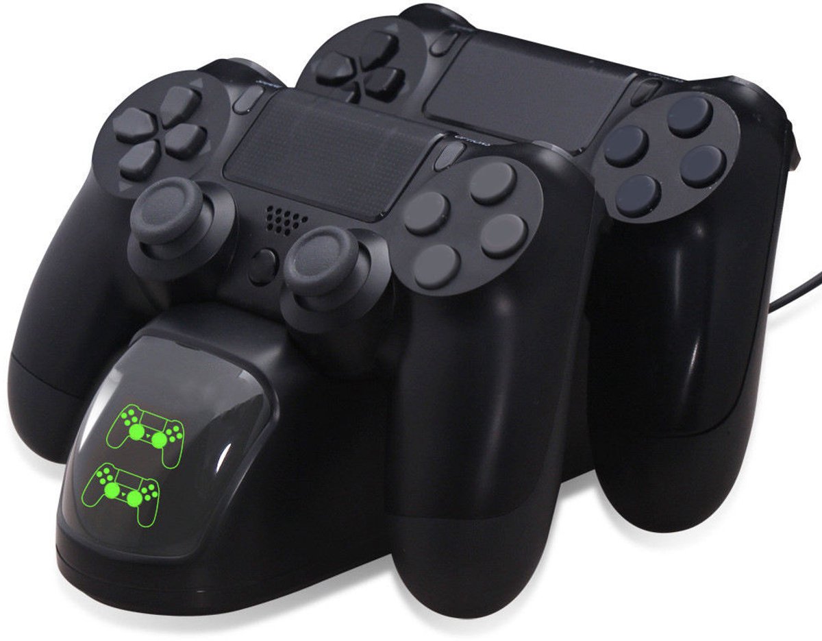 PS4 Oplaadstation – Dual Dock voor 2 PS4 Controllers – Met LED-indicator, USB-kabel & Anti-Slip Basis – Snel & Veilig Opladen – Zwart - cadeau voor hem - IMENGINE