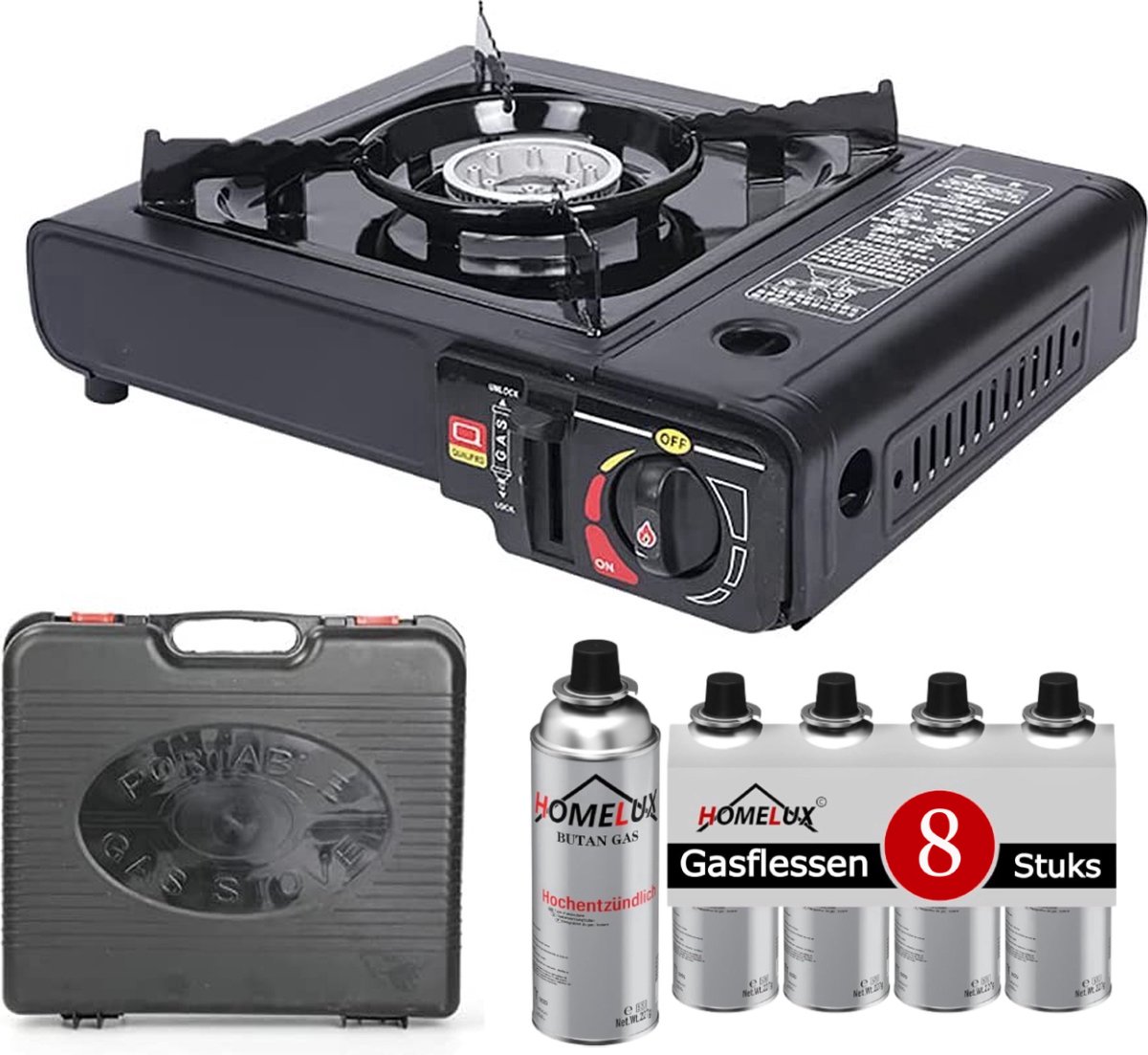 Draagbare Gasfornuis - Camping Kookstel - Gas Stove - Gasfornuis - Kooktoestel - Outdoor - Op Reis - 8 gasflessen