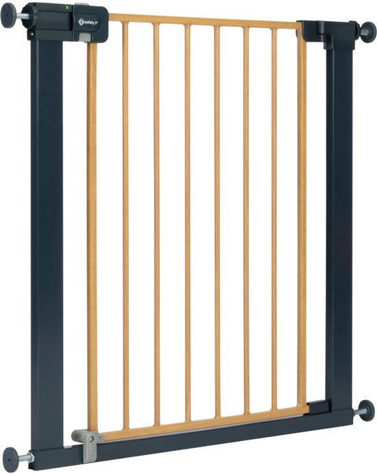 Safety 1st Easy Close Metal Traphekje - 73 t/m 80 cm - Uitbreidbaar -Klembevestiging - Wood Effect