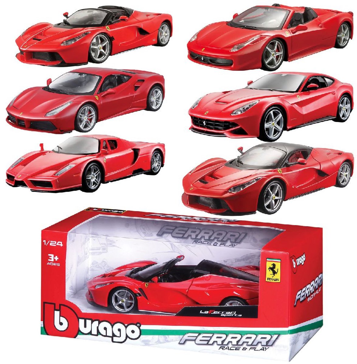 BBURAGO Ferrari Race & Play 1:24 - 1 stuk assorti uitgeleverd