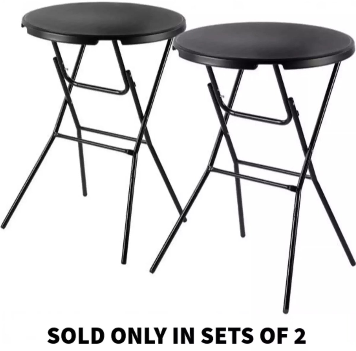 Lot De 2 Tables Hautes Pliables 80 Cm - Hauteur 110 Cm - Plateau MDF, Pieds Métal - Housse Incluse - Noir