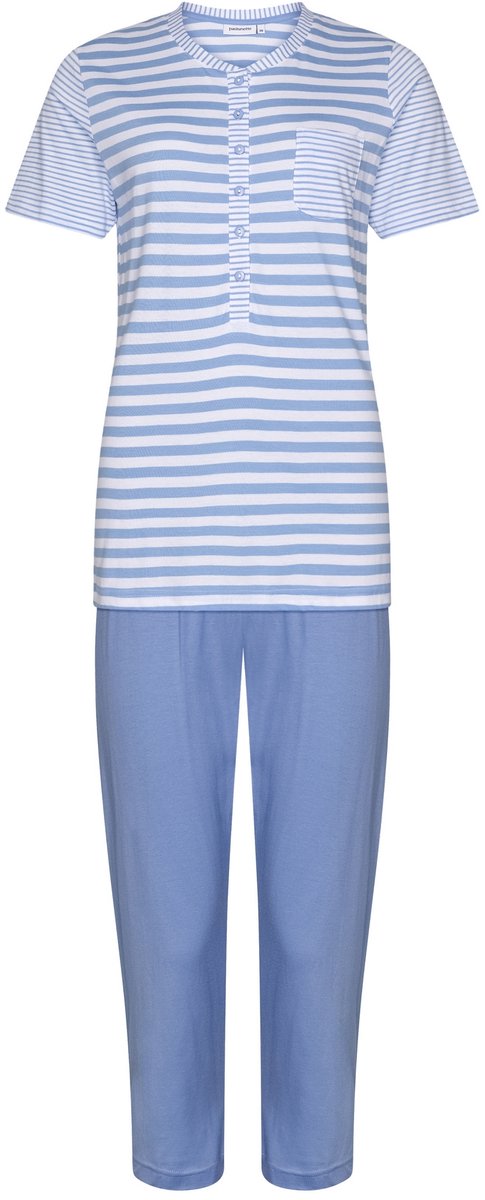 Pastunette Pyjama Soft Blue - Wit/Blauw Gestreept - Katoen
