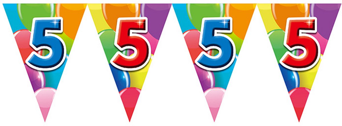 12x Vlaggenlijn 5 jaar 10 meter dubbelzijdig bedrukt - Verjaardag Feestje Vlag Vlaggen Versiering Slinger Feestdecoratie Decoratie