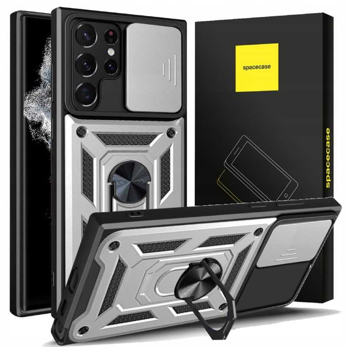 Spacecase Case Cover Voor Samsung Galaxy S22 Ultra Zilver