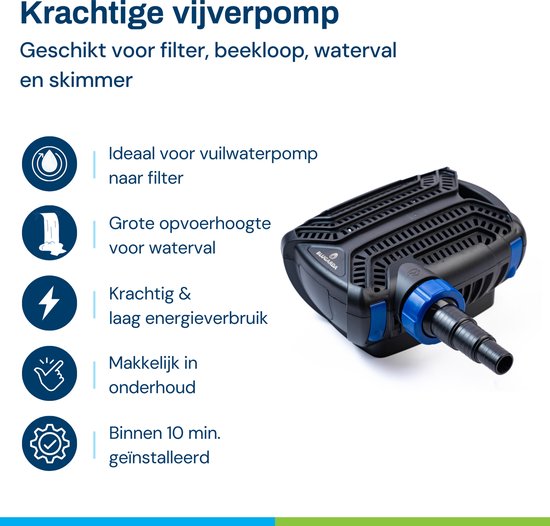 BluGarda BluFlow 2.800 - Vijverpomp voor vijver - Energiezuinige filterpomp, beeklooppomp, waterval pomp - 2.800 l/u - 10 watt