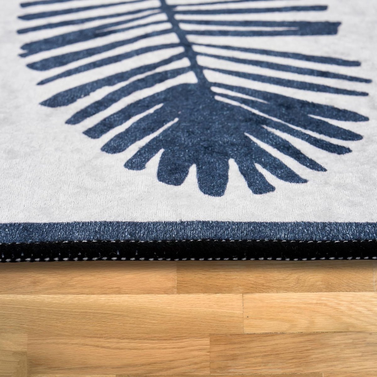 Badmatset, 2-delig, antislip badmat, wasbaar, badkamertapijt, wit/zwart (Hoja, 60 x 100 cm - 50 x 60 cm)