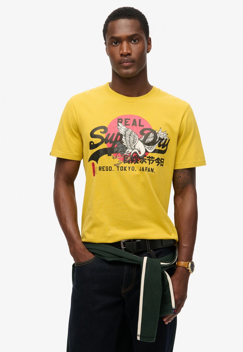 Superdry Tokyo Graphic T-shirt Heren T-shirts Geel