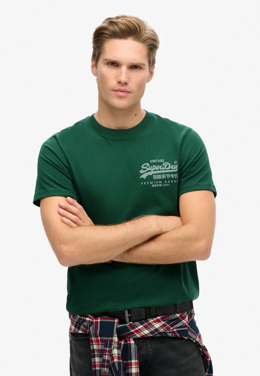 Superdry Heritage T-shirt met Vintage-logo op de borst Heren T-shirts Bengreen Marl