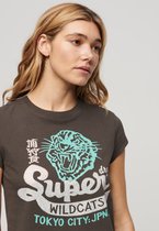 T-shirt à manches courtes Superdry avec imprimé affiche et casquette Slv, Grijs M, pour femme