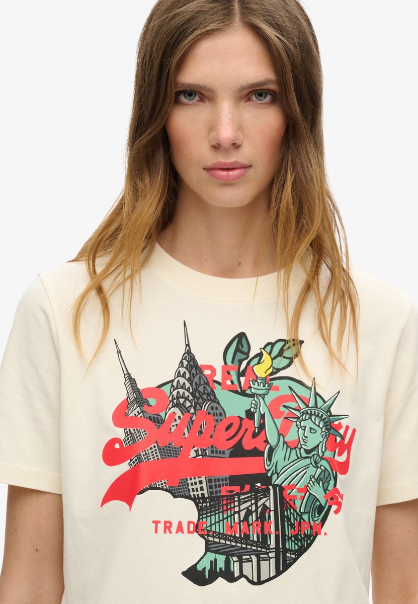 Superdry New York Vintage T-shirt met logo en relaxte pasvorm Dames T-shirts Wit