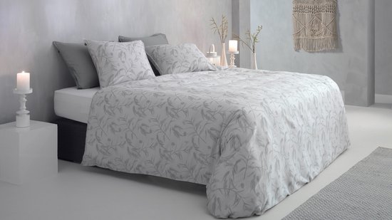 Zohome Dekbedovertrek Fiori-di-Satinado - Abstract Bedlinnen - 200x220 - Grijs - Dekbedhoes van 100% Katoen-Satijn van Merkloos — afbeelding 4